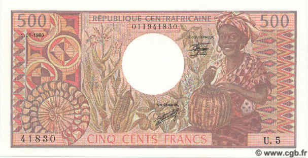 500 Francs CENTRAFRIQUE  1980 P.09 NEUF