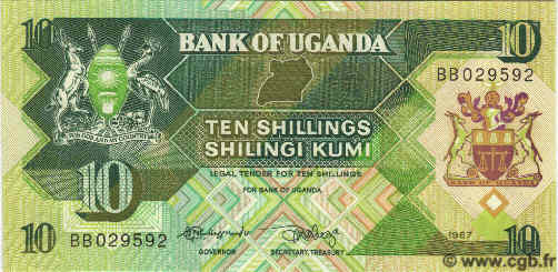 10 Shillings OUGANDA  1987 P.28 NEUF