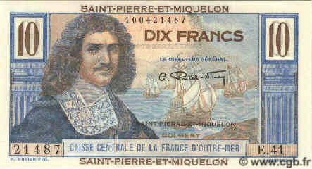 10 Francs Colbert SAINT PIERRE ET MIQUELON  1960 P.23 NEUF
