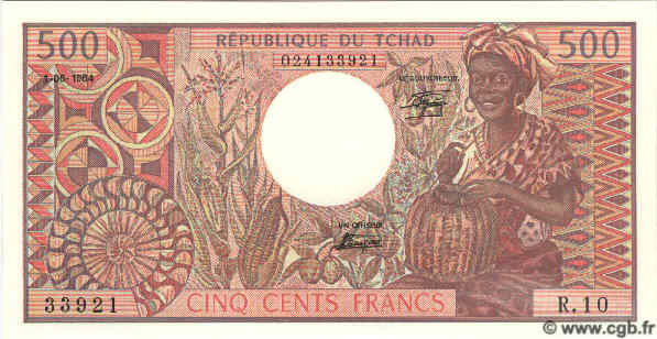 500 Francs TCHAD  1984 P.06 NEUF