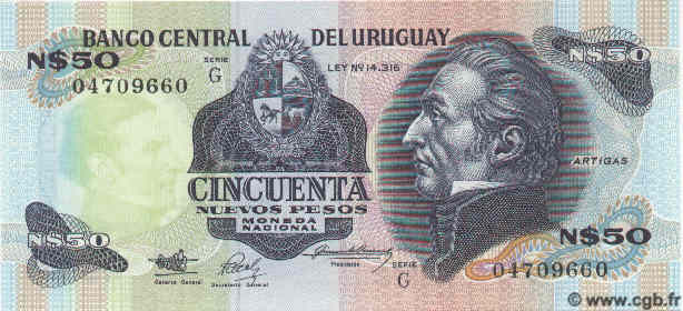 50 Nuevos Pesos URUGUAY  1989 P.061A NEUF
