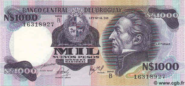 1000 Nuevos Pesos URUGUAY  1981 P.064b NEUF