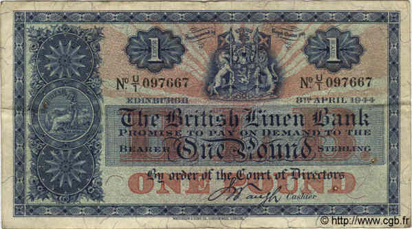 1 Pound ÉCOSSE  1944 P.157b TB