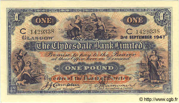 1 Pound ÉCOSSE  1947 P.189e pr.NEUF