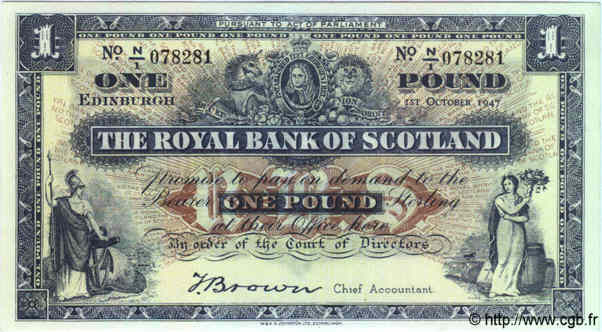 1 Pound ÉCOSSE  1947 P.322b NEUF