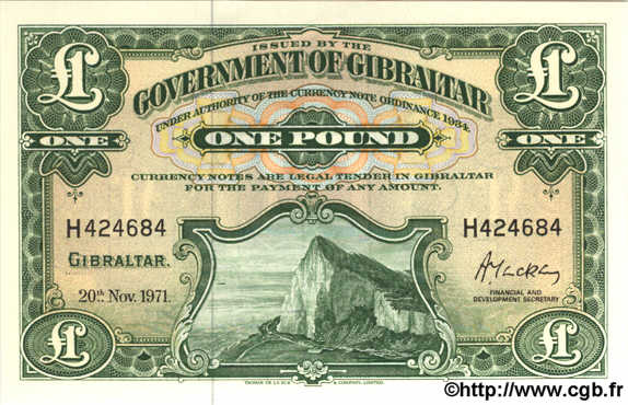 1 Pound GIBRALTAR  1971 P.18b NEUF
