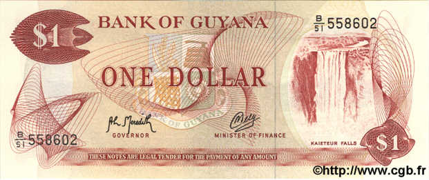 1 Dollar GUYANA  1966 P.21g NEUF