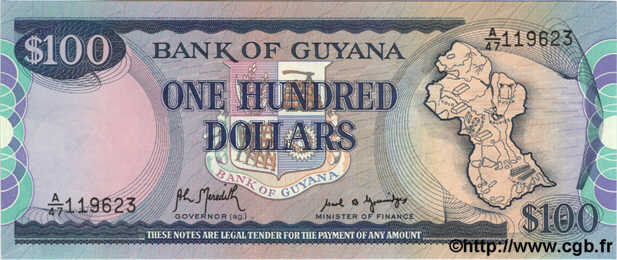 100 Dollars GUYANA  1989 P.28 NEUF