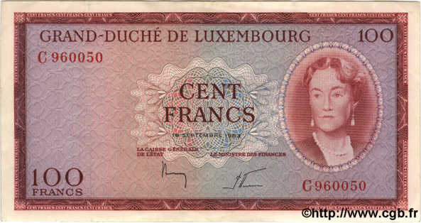 100 Francs LUXEMBOURG  1963 P.52a SPL+