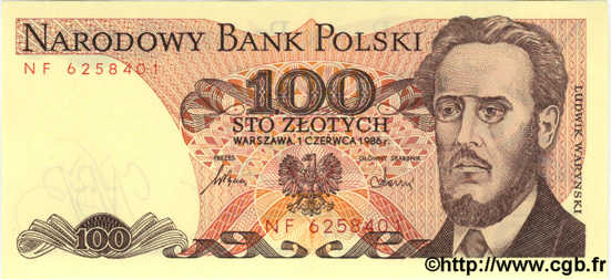 100 Zlotych POLOGNE  1986 P.143c NEUF