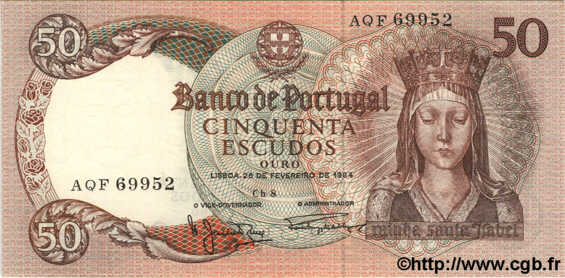 50 Escudos PORTUGAL  1964 p.168 NEUF
