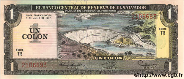 1 Colon SALVADOR  1977 P.125a NEUF