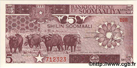 5 Shillings SOMALIE RÉPUBLIQUE DÉMOCRATIQUE  1986 P.31b NEUF