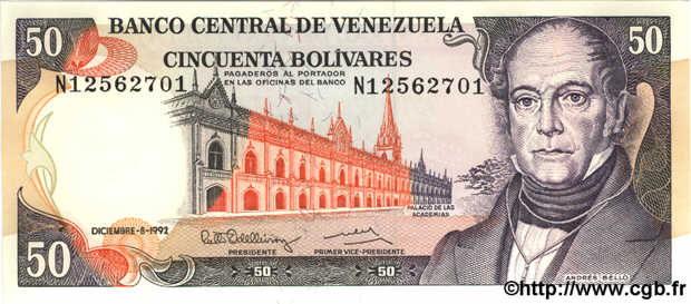 50 Bolivares VENEZUELA  1992 P.072 NEUF