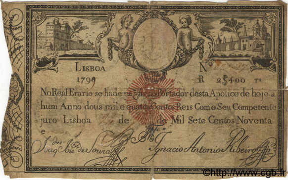 2400 Reis PORTUGAL  1798 P.-- B+