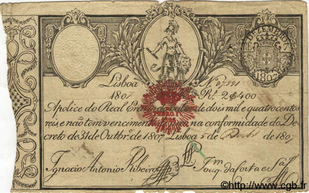 2400 Reis PORTUGAL  1807 P.-- TB
