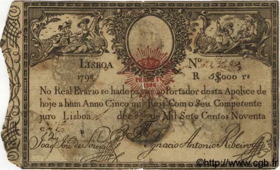 5000 Reis PORTUGAL  1798 P.024 TB