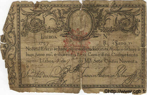 1200 Reis PORTUGAL  1799 P.-- AB