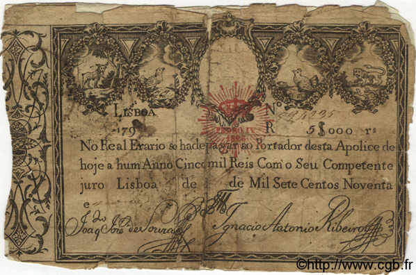 5000 Reis PORTUGAL  1797 P.-- AB