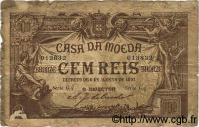 100 Reis PORTUGAL  1891 P.090 B