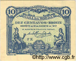 10 Centavos PORTUGAL  1917 P.095c SPL