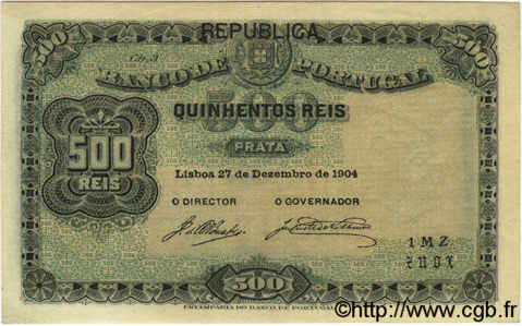 500 Reis PORTUGAL  1904 P.105a SUP+