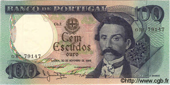 100 Escudos PORTUGAL  1965 P.169a SPL