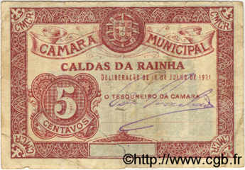 5 Centavos PORTUGAL Caldas Da Rainha 1921  TB