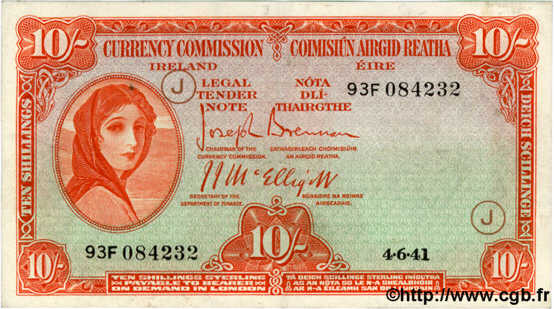 10 Shillings IRLANDE  1941 P.001C TTB