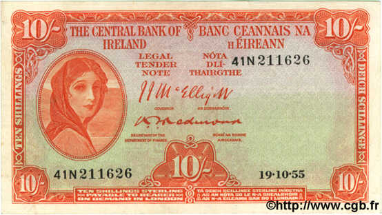 10 Shillings IRLANDE  1955 P.056c SUP