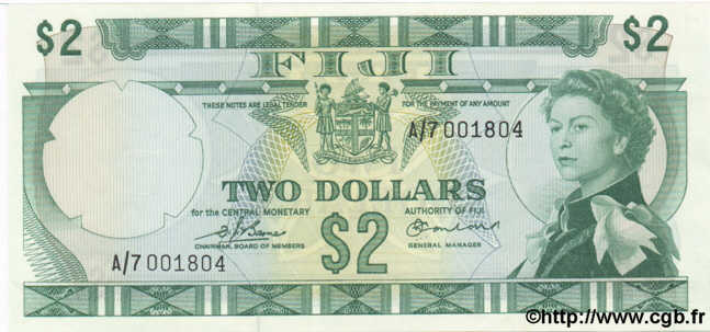 2 Dollars FIDJI  1974 P.064b NEUF