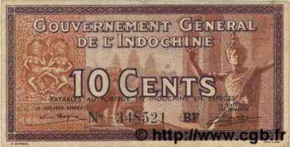 10 Cents INDOCHINE FRANÇAISE  1939 P.085c TTB+
