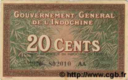 20 Cents INDOCHINE FRANÇAISE  1939 P.086c TTB