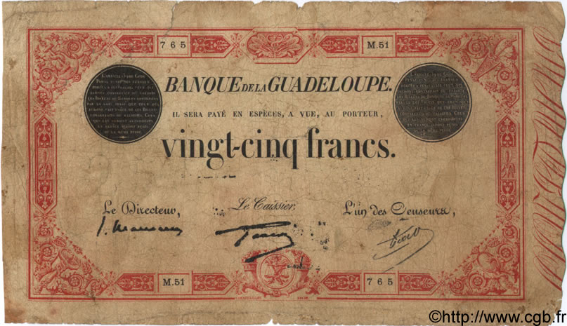 25 Francs rouge GUADELOUPE  1934 P.08 B
