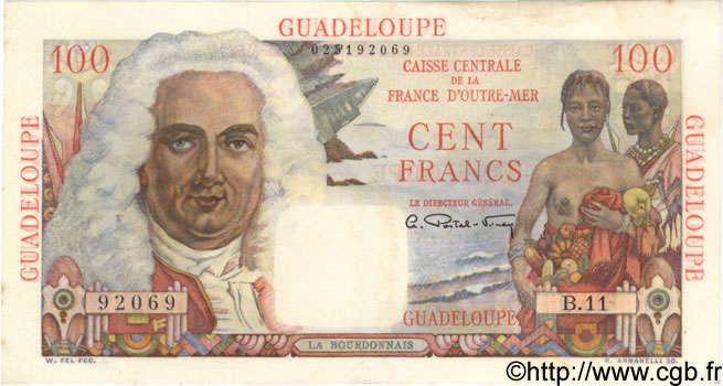 100 Francs La Bourdonnais GUADELOUPE  1946 P.35 pr.SUP