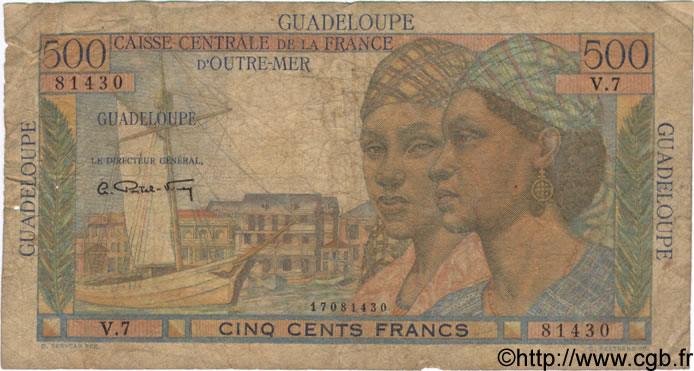 500 Francs Pointe à Pitre GUADELOUPE  1946 P.36 AB