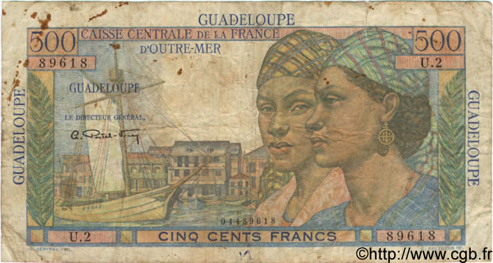 500 Francs Pointe à Pitre GUADELOUPE  1946 P.36 B+