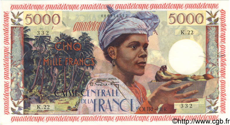 5000 Francs antillaise GUADELOUPE  1960 P.40 pr.SPL