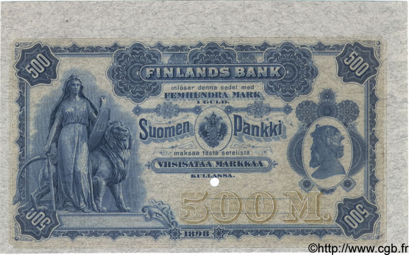 500 Markkaa Épreuve FINLANDE  1898 P.008 NEUF