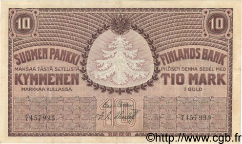 10 Markkaa FINLANDE  1909 P.010a SUP