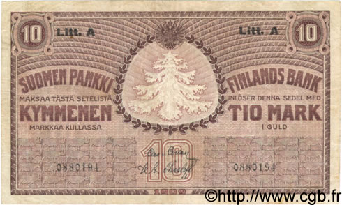 10 Markkaa FINNLAND 1909 P.025 SS