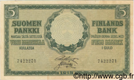 5 Markkaa FINLANDE  1918 P.036 SUP