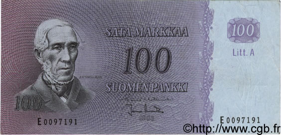 100 Markkaa FINLANDE  1963 P.106 TTB