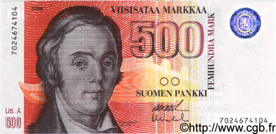 500 Markkaa FINLANDE  1986 P.120 NEUF