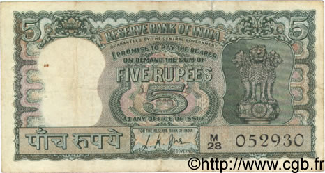 5 Rupees INDE  1967 P.054b TB