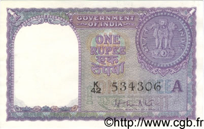 1 Rupee INDE  1957 P.075b pr.SPL