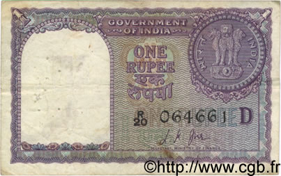 1 Rupee INDE  1957 P.075f  TB