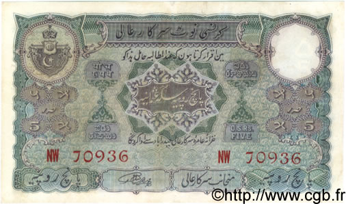 5 Rupees INDE  1939 PS.273b TTB+