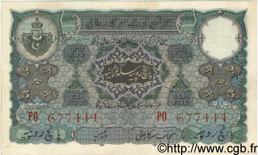 5 Rupees INDE  1945 PS.273d pr.SUP