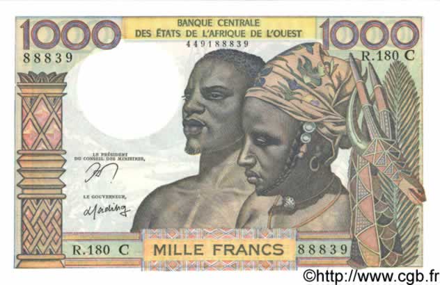 1000 Francs ÉTATS DE L AFRIQUE DE L OUEST  1961 P.303Cn NEUF
